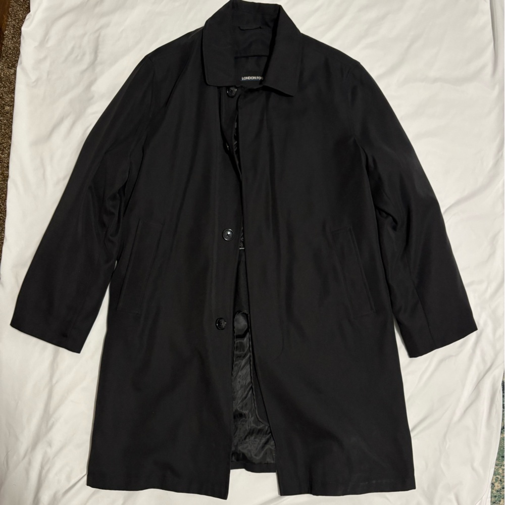 Men’s London Fog Lined Trench Coat Black Size 38s
